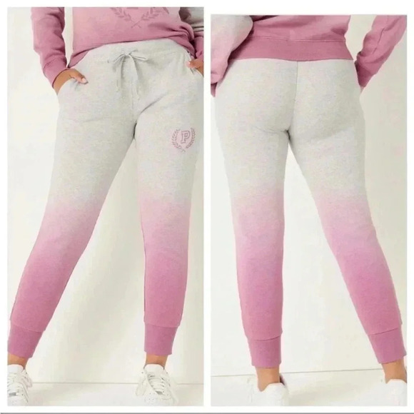 PINK Victoria's Secret Pants - Victoria's Secret Pink Ombre Dip Dye Skinny Joggers Heather Stone Grey Pink XXL